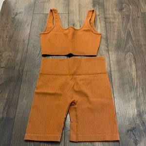 burnt orange work out set